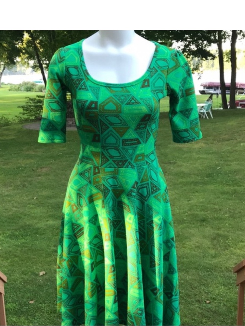 LuLaRoe Green Geometric Dress